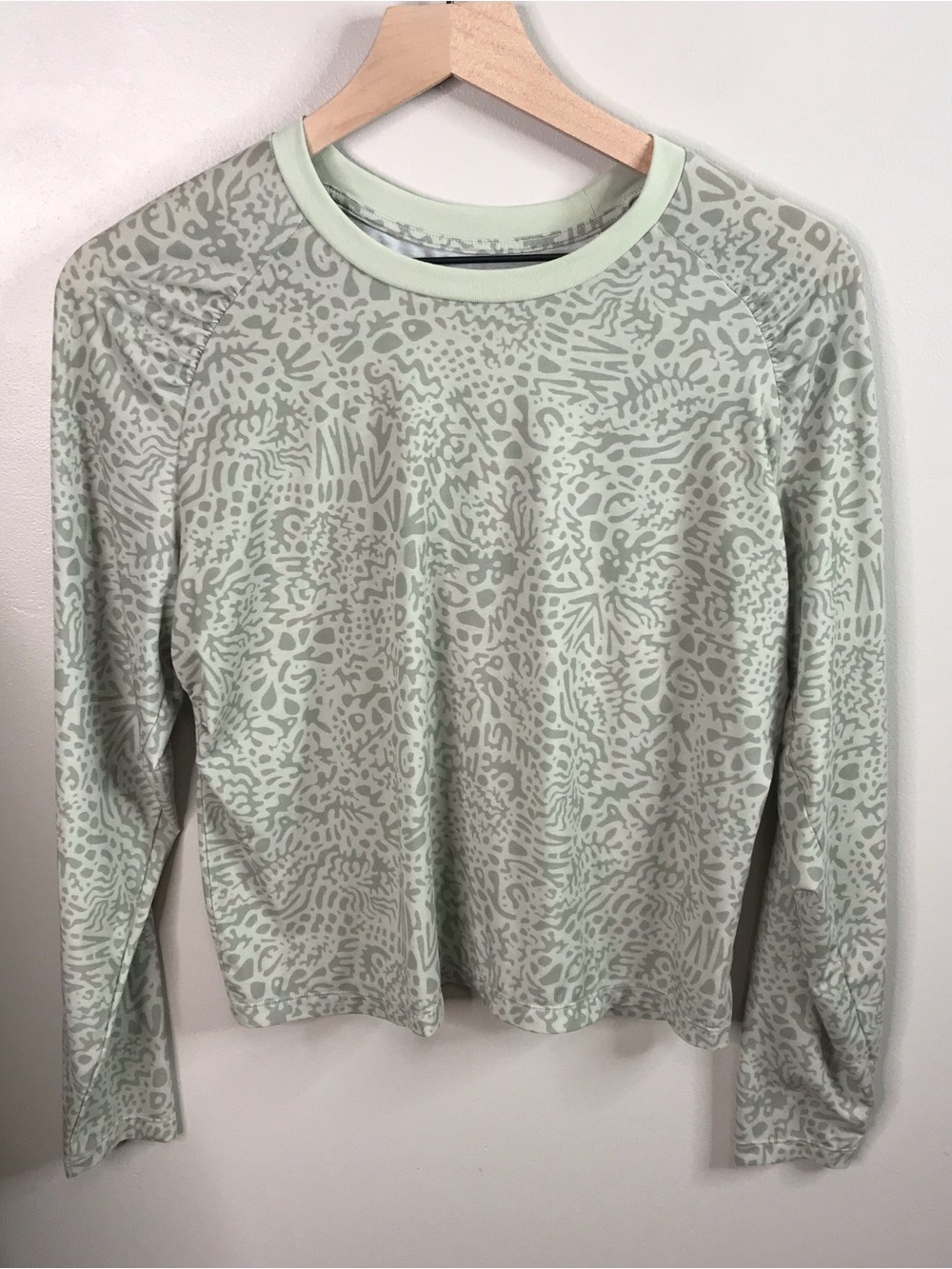 Free Fly Women’s Long-Sleeve Printed Crewneck Top - Pale Green Sz XL